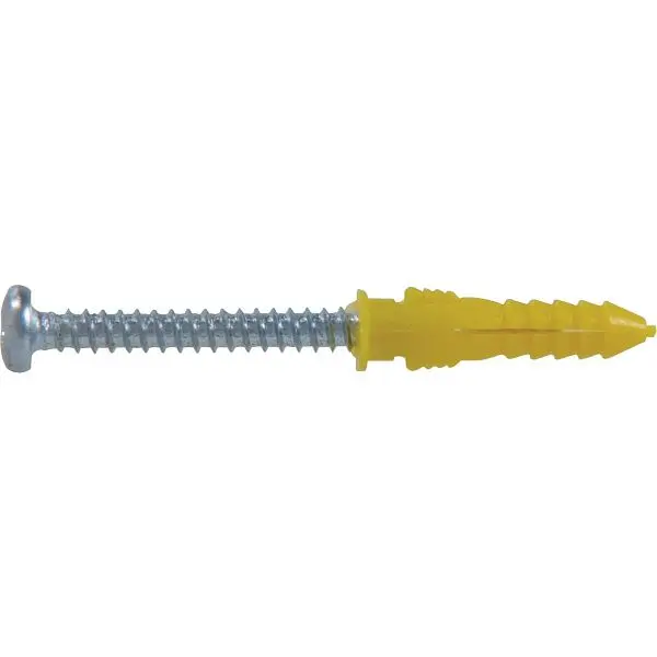 HILLMAN #4 - #6 - #8 Thread x 7/8 Inch Yellow Ribbed Plastic Anchor, 75 pieces, 41820