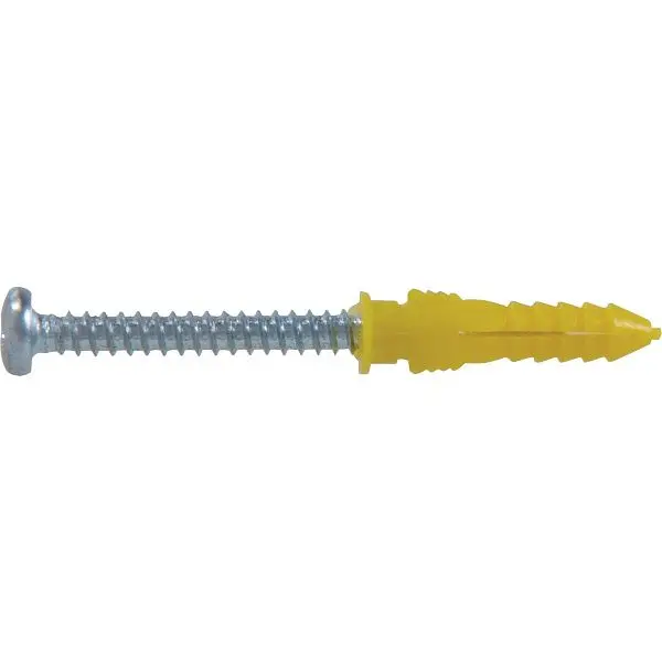 HILLMAN #4 - #6 - #8 Thread x 7/8 Inch Yellow Ribbed Polypropylene Expansion Anchor, 6 pieces, 5107