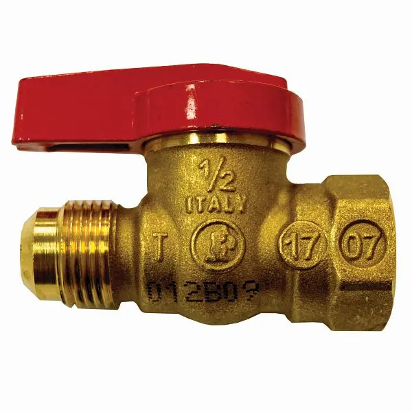 Jones Advanced Stephens 1/2" FLARE x 1/2" FIP Brass Gas Ball Control Valve, B67050 Jones Stephens