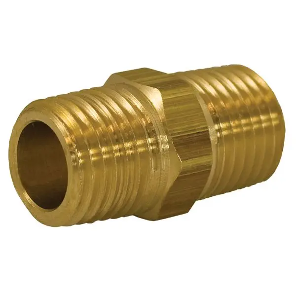 Jones ANSI-Rated Stephens 3/4" Yellow Brass Hex Barrel Nipple, P12212 Jones Stephens