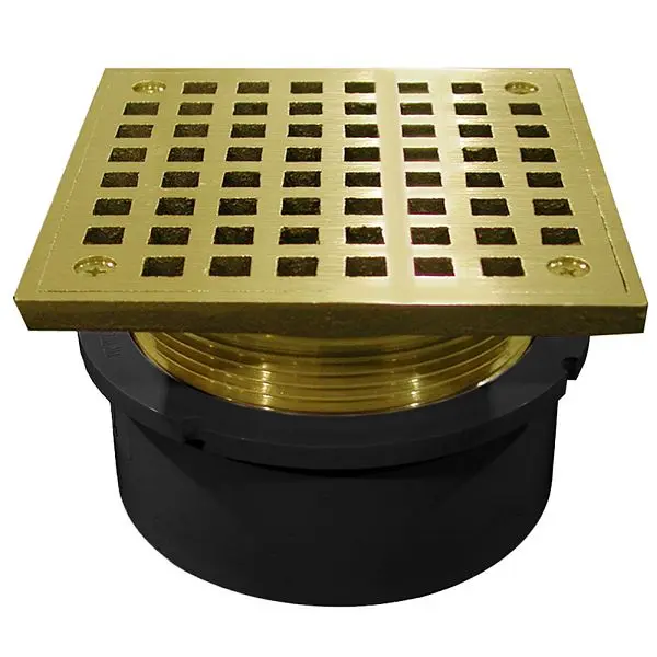 Jones Classic Stephens 4" PVC Hub Fit Drain Base 3-1/2" Metal Spud and 6" Sleek Brass Strainer, D53066 Jone...