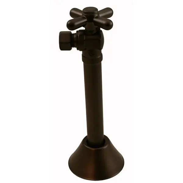 Jones Corrosion-Resistant Stephens Oil Rubbed Bronze Quarter Turn Angle Stop 5" Sweat Extension and Escutcheon, S4222...