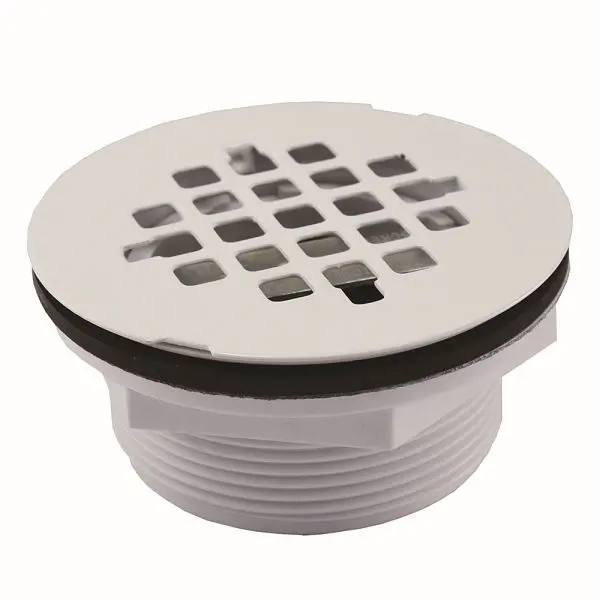 Jones Distinctive Stephens 2" No Caulk Shower Stall Drain Plastic Body and White Epoxy Coated Stainless Tool Steel St...