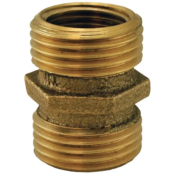 Jones Efficient Stephens 3/4" x 3/4" (1/2" FIP Plug Tap) Brass Garden Hose Fitting, Male Hose To Male Hose,...