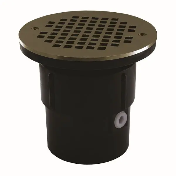Jones Stephens 3" x 4" ABS Pipe Fit Drain Base 3-1/2" ABS Plastic Spud and 6" Nickel Bronze Strainer, ...