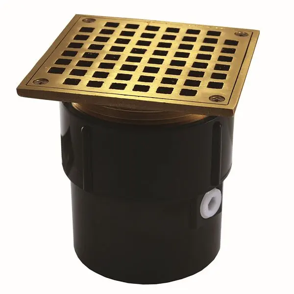 Jones Stephens 3" x 4" ABS Pipe Fit Drain Base 3-1/2" Metal Spud and 5" Sleek Naval Brass Strainer, D5...