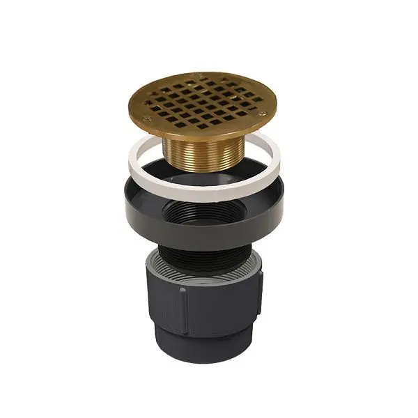 Jones Stephens 3" x 4" PVC LevelBest Pipe Fit Drain Base 3" Metal Spud and 5" Electroless Nickel Bronz...