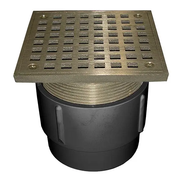 Jones Stephens 3" x 4" PVC Pipe Fit Drain Base 3-1/2" Metal Spud and 5" Sleek Brass Strainer, Adjustab...
