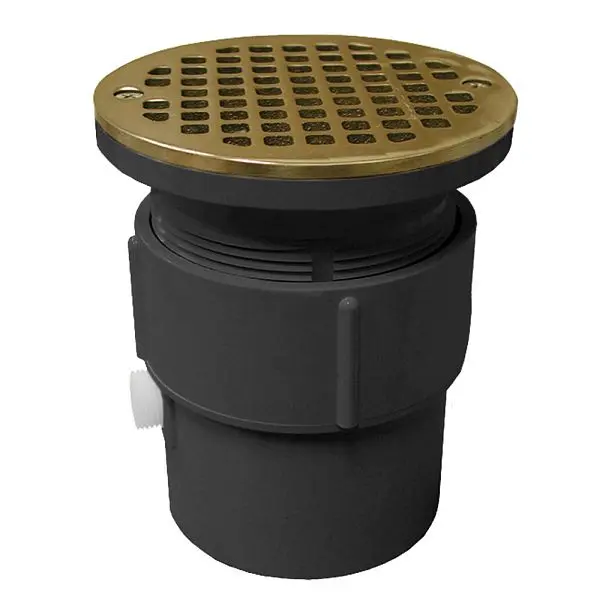 Jones Stephens 3" x 4" PVC Pipe Fit Drain Base 3-1/2" Polypropylene Spud and 5" Nickel-Plated Bronze S...