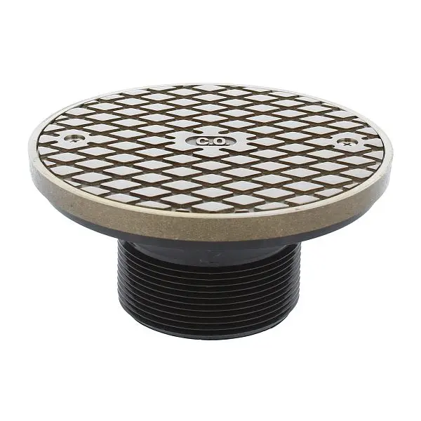 Jones Stephens 3" Heavy Duty PVC Cleanout Spud 6" Satin Nickel Bronze Round Cover Ring, D59909