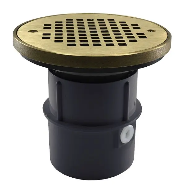 Jones Stephens 3" PVC Over Pipe Fit Drain Base 3" ABS Plastic Spud and 6" Nickel Bronze Strainer Ring, D53110