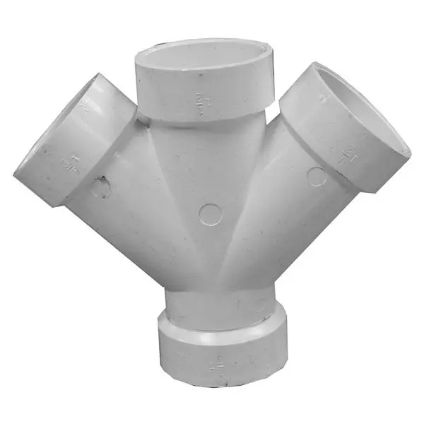 Jones Stephens 4" x 4" x 3" x 3" PVC Double Wye, PDY443
