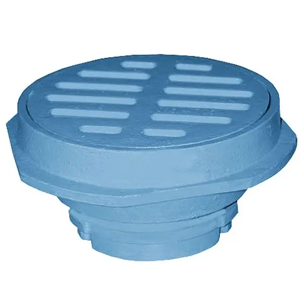 Jones Stephens 4" Code Blue No Caulk (Mechanical Joint) Cesspool Drain 8" Cast Iron Strainer - 4-1/16" Heig...