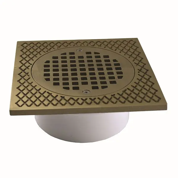 Jones Stephens 4" General Purpose PVC Drain 7" Satin Nickel Bronze Square Strainer, D54134
