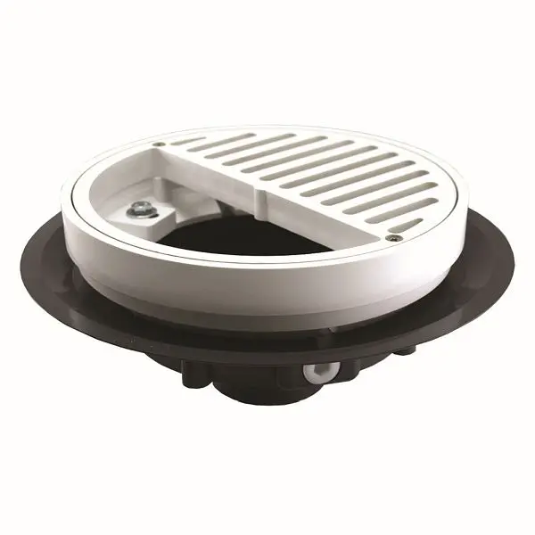 Jones Stephens 4" Heavy Duty Traffic PVC Floor Drain Half Delrin Grate and Ring, D50188