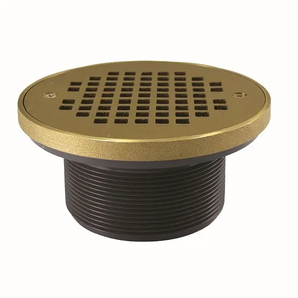 Jones Stephens 4" IPS PVC Spud 6" Sleek Brass Strainer Ring, D56309