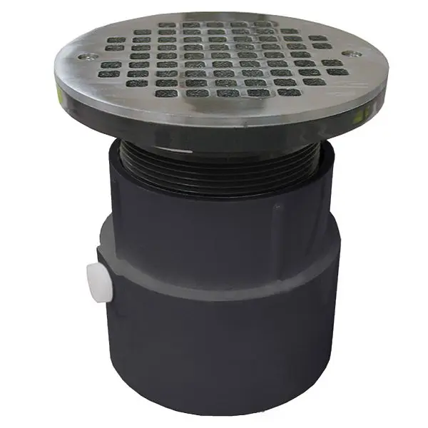 Jones Stephens 4" PVC Over Pipe Fit Drain Base 3-1/2" Polymer Spud and 6" Chrome Plated Strainer, D53041