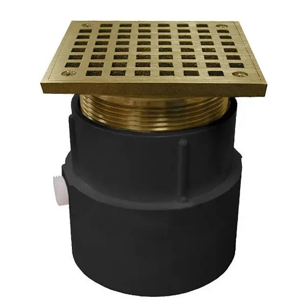 Jones Stephens 4" PVC Over Pipe Fit Drain Base 3-1/2" Metal Spud and 6" Nickel Bronze Strainer, Adjustable,...