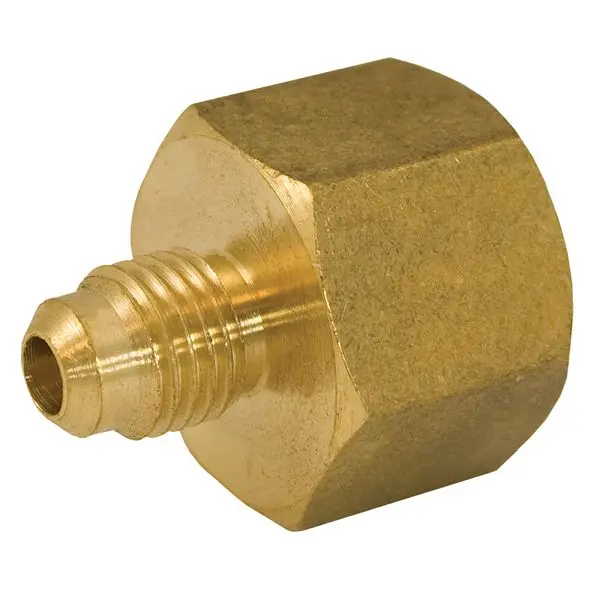 Jones Stephens 5/16" x 1/8" Yellow Brass Flare x Female Pipe Coupling, F40044