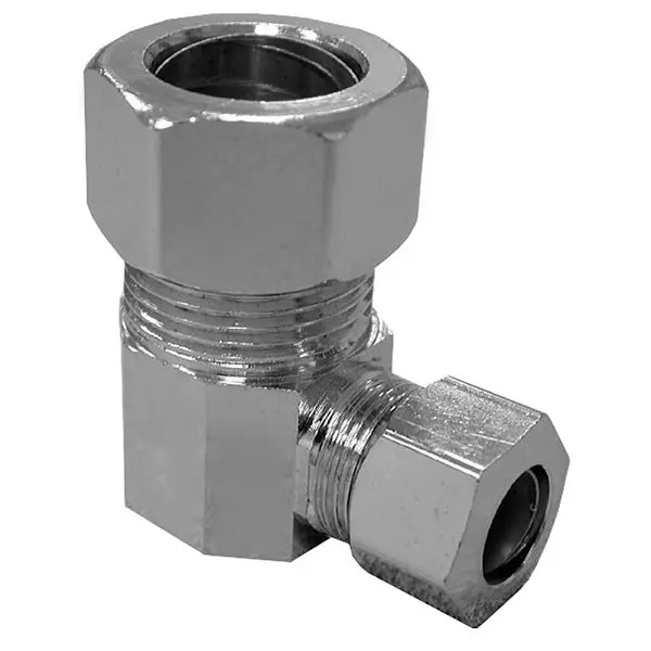 Jones Stephens 5/8" x 3/8" 90° Chrome Plated Compression Elbow, Lead Free, N65106LF