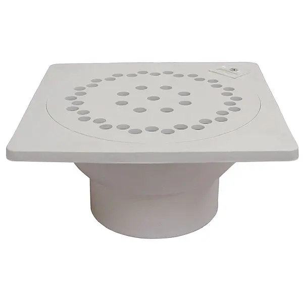 Jones Stephens 6" x 6" PVC Bell Trap Hinged Lid and 1-1/2" x 2" Outlet, D42006H