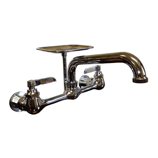 Jones Stephens 8" Wall Mount Sink Faucet Tubular Spout, Lead Free, S08008