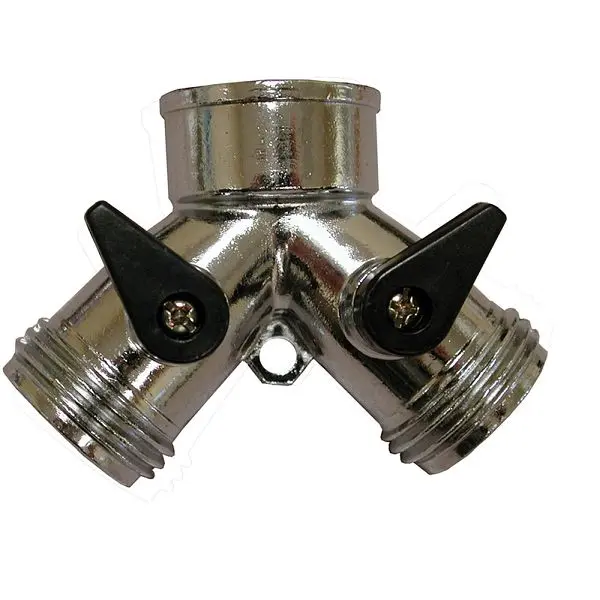 Jones Stephens Garden Hose Shut-Off, Shut-Off Wye, Chrome Plated Die Cast, G20054