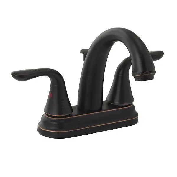 Jones Stephens Oil Rubbed Bronze Two Handle High Spout Bathroom Faucet Pop-Up, 1559032