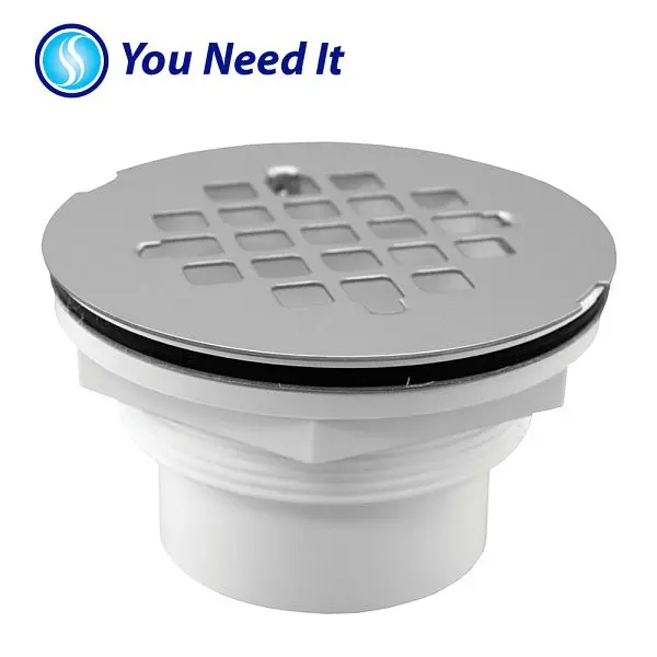 Jones Sustainable Stephens 2" PVC Drop- Solvent Outlet Shower Stall Drain Stainless High-Carbon Steel Strainer, D4100...