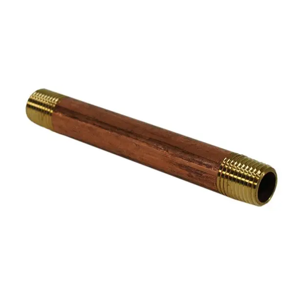 Jones Sustainable Stephens 3/8" x 5-1/2" Red Brass Pipe Swage Nipple, Lead Free, N22009 Jones Stephens