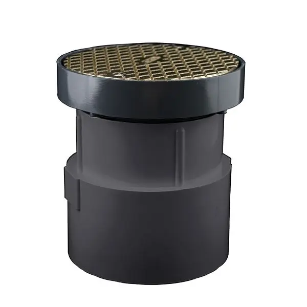 Jones Trusted Stephens 4" PVC LevelBest Pipe Fit Drain Base 3" Delrin Spud and 5" Nickel Bronze Round Strai...