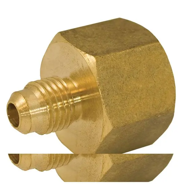 Jones Ultra-Strong Stephens 1/4" x 3/8" Brass Flare x Female Coupling, F40117 Jones Stephens
