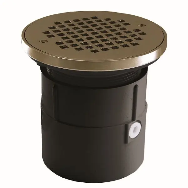 Jones Ultra-Strong Stephens 4" PVC Over Pipe Fit Drain Base 4" ABS Plastic Spud and 6" Nickel Bronze Strain...