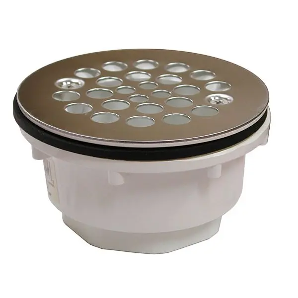 Jones Unique Stephens 2" PVC Shower Stall Drain Receptor Base and Satin Nickel Strainer, D41004 Jones Stephens