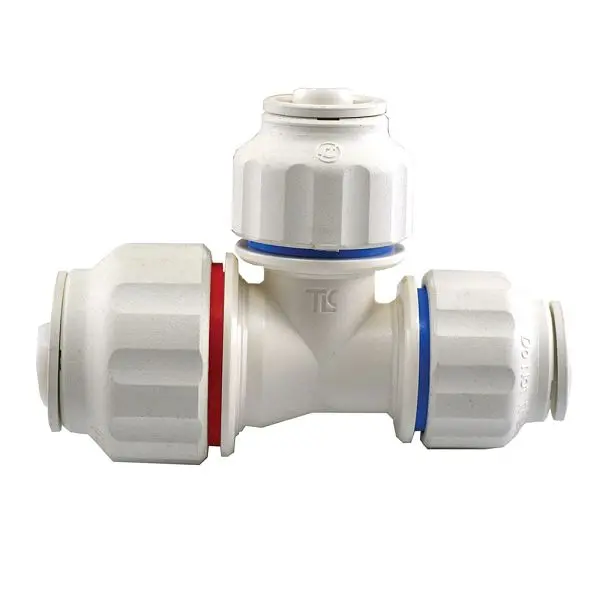 Jones UV-Resistant Stephens 3/4" x 1/2" x 1/2" Twist to Lock Plastic Barred Tee Union, C76837 Jones Stephens