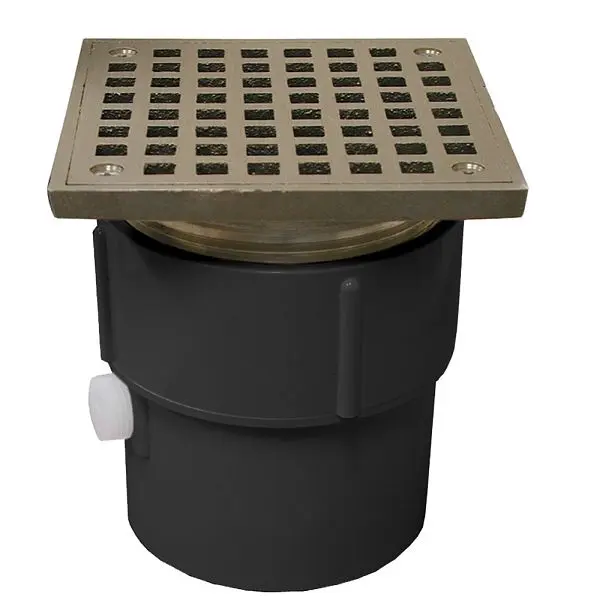 Jones Versatile Stephens 3" x 4" PVC Pipe Fit Drain Base 3-1/2" Metal Spud and 5" Satin Nickel Bronze ...