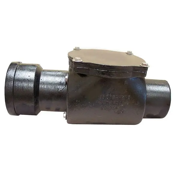 Jones Waterproof Stephens 4" Service Weight Cast Iron Backwater Valve - 11-3/4" Length and 6-1/2" Hub, B010...