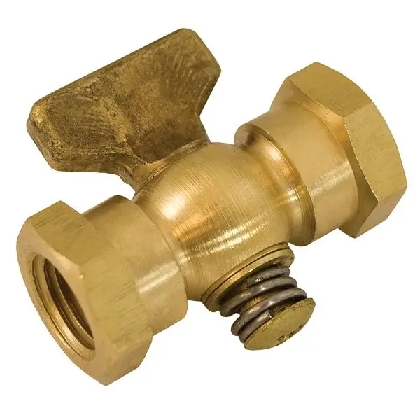 Jones Weather-Resistant Stephens 1/4" x 1/4" Satin Brass Air Cock Female x Female, Lever Handle, Round Shoulder,...