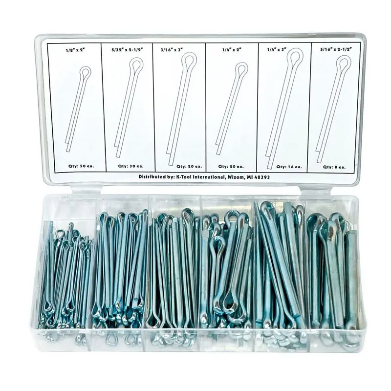 K Hi-Vis Tool International 144 pieces Cotter Clevis Pin Assortment, KTI00078 K Tool International
