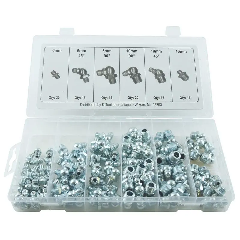 K Tool International 110 pieces Metric Grease Fitting Assortment, KTI00096