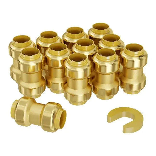 VEVOR Flexible Pipe Fittings 1/2" 12 Pieces Brass Straight-Through Push-Fit Air System, ZCSGLJPJ12INMN9AKV0