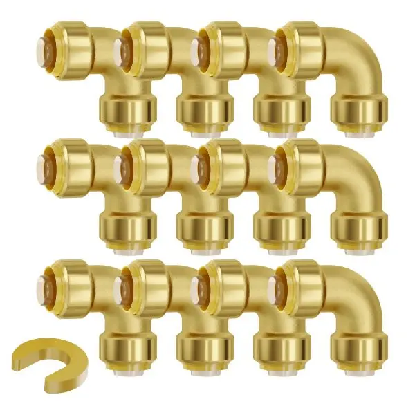 VEVOR Pipe Fittings 1/2" 12 Pieces Brass Pipe Fittings Socket Weld Elbow Push-Fit Air System, ZCSGLJPJ12PCGUTQNV0