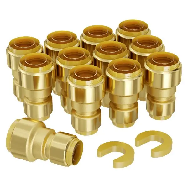 VEVOR Pipe Fittings 1/2"-3/4" 12 Pieces Brass Straight-Through Push-Fit Air, ZCSGLJPJ12PC4YXDVV0