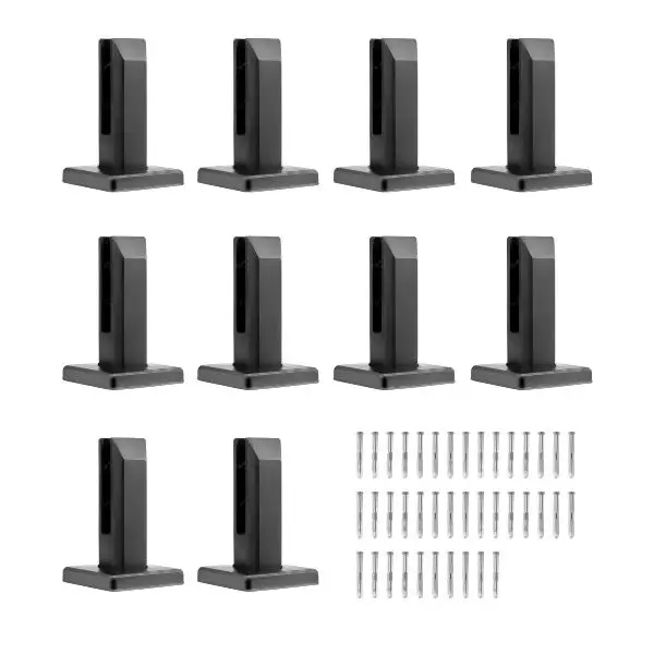 VEVOR Ribbed Glass Clamp 10 Pieces Square Railing Bracket 0.31 "-0.47 " Glass Black, BLLGJHSFXPT1QW8PAV0
