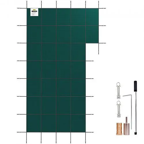 VEVOR Water-Resistant Inground Pool Securety Cover Winter Pool Cover 18 x 34 ft Left Step, YYCMDZ16X32FTYBM6V0