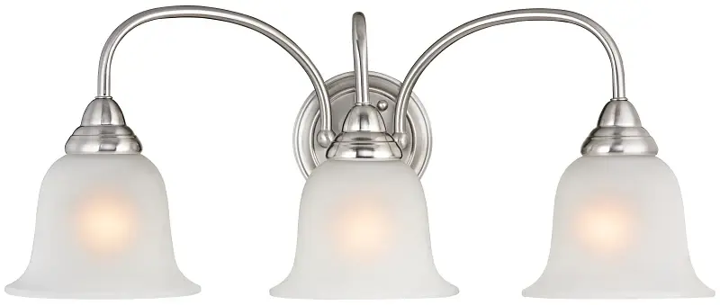 Boston Harbor LYB130928-3VL-BN Vanity Light Fixture, 60 W, 3-Lamp, A19 or CFL Lamp, Hardened Fixture Satin Brass
