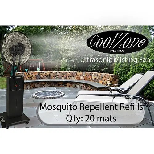 CoolZone 20 Pack Mosquito Mats CZ500 Ultrasonic Dry Misting Fan, 604002