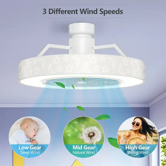 Costway 23 Inch Ceiling Fan LED Light and Remote Regulation, Off-White, EU10007US-WH