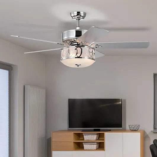 Costway 52 Inch Ceiling Fan Light Reversible Blade and Adjustable Speed, Silver, ES10021US-SL