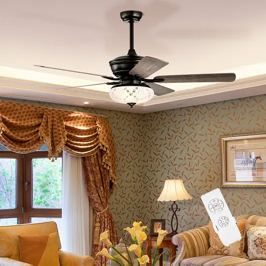 Costway 52 Inch Ceiling Fan 3 Wind Speeds and 5 Reversible Blades, Gray, ES10099US-GR